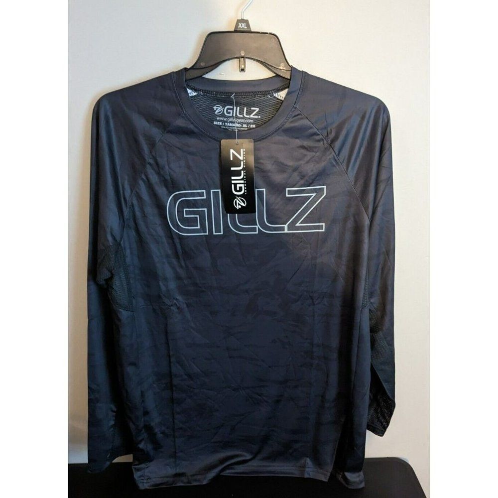 * Gillz Mens LS UV Tournament Series V2 Black Camo L/S Fishing Shirt Sz XL